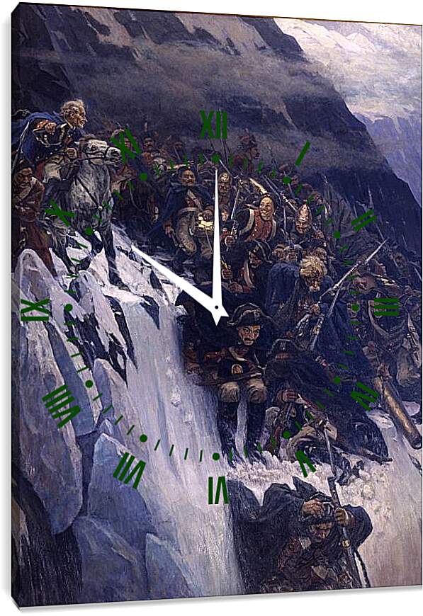 Часы картина - Переход Суворова через Альпы. Василий Суриков