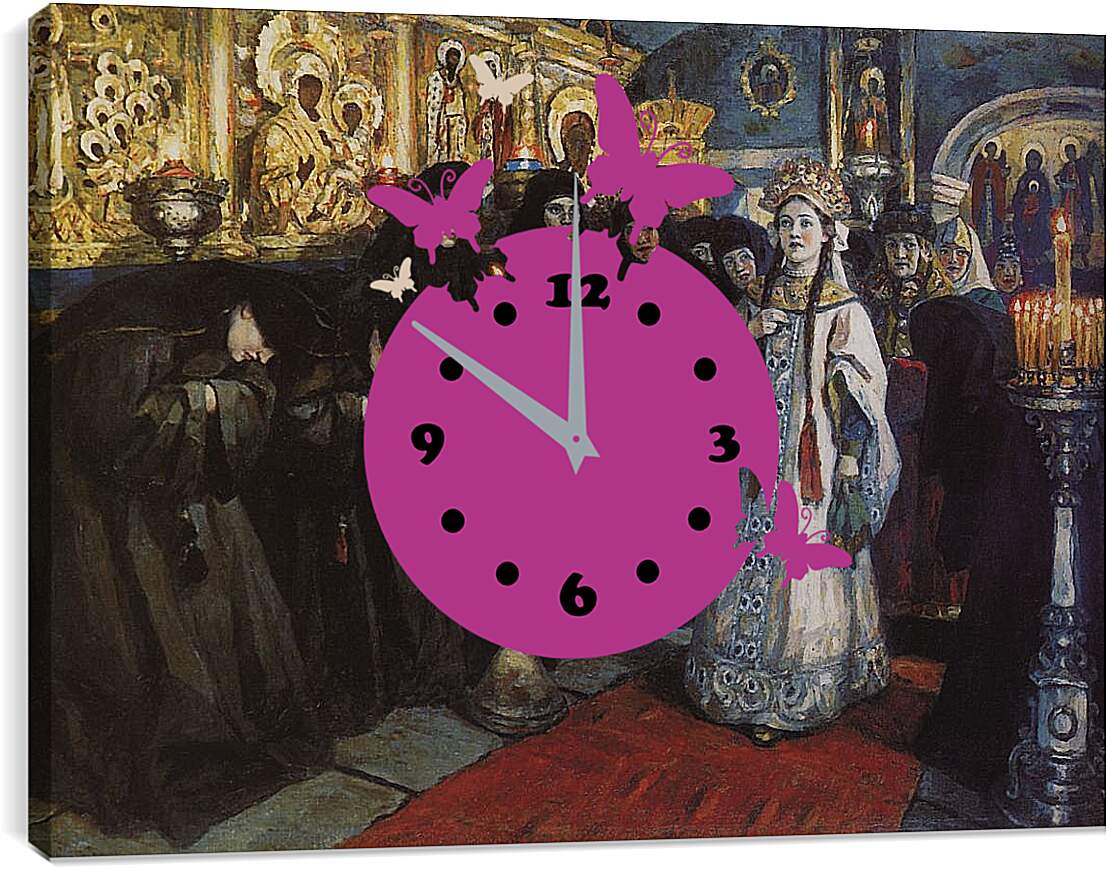 Часы картина - Посещение царевной женского монастыря. Василий Суриков