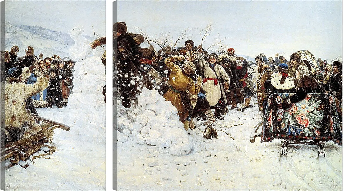 Модульная картина - Взятие снежного городка. Василий Суриков