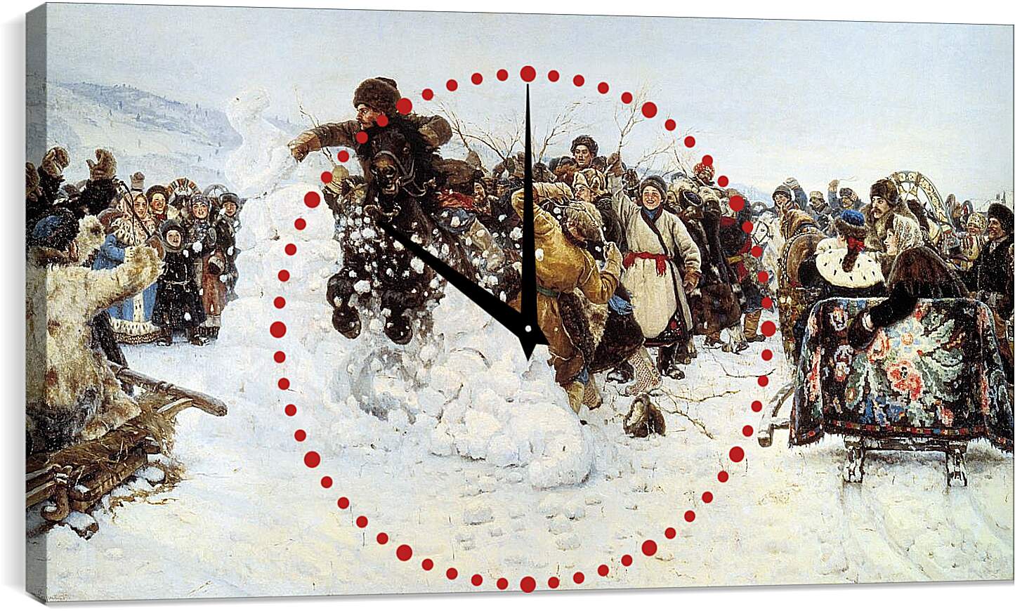 Часы картина - Взятие снежного городка. Василий Суриков