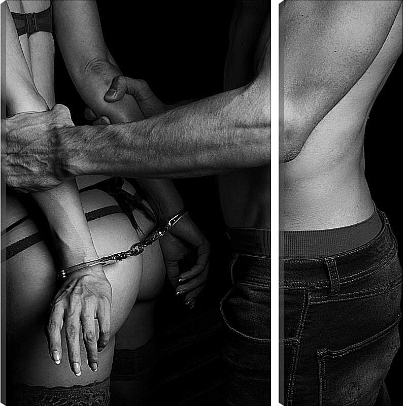 Модульная картина - Руки девушки в застегнутых наручниках