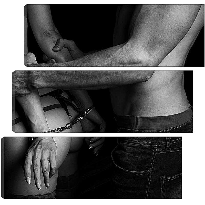 Модульная картина - Руки девушки в застегнутых наручниках