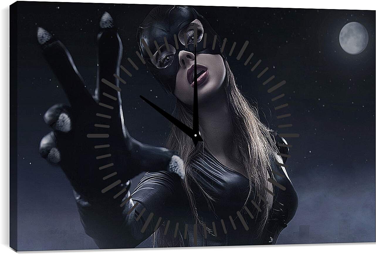 Часы картина - Женщина кошка (Catwoman)