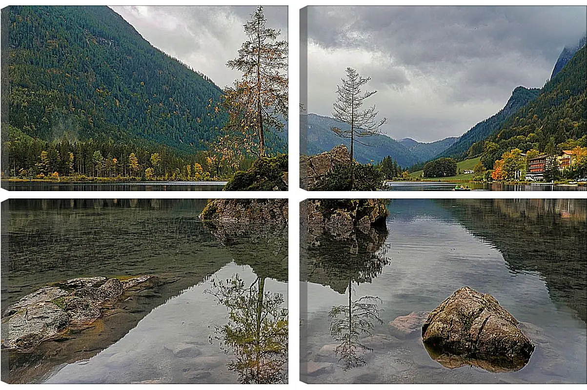 Модульная картина - Красивый водоём в центре гор