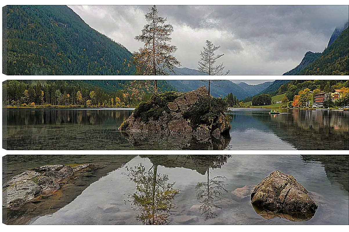 Модульная картина - Красивый водоём в центре гор