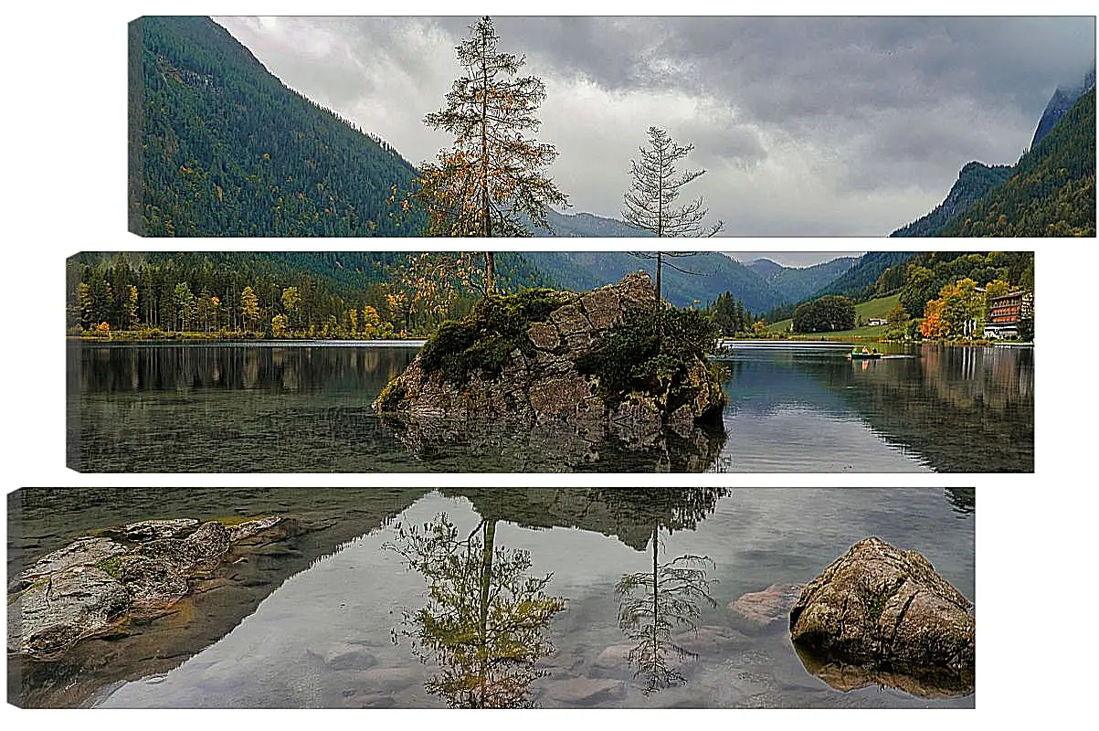 Модульная картина - Красивый водоём в центре гор