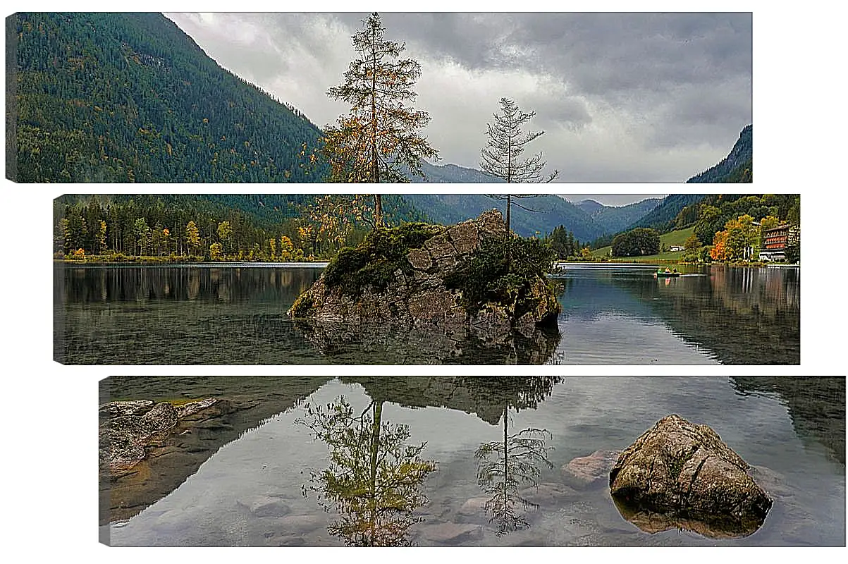 Модульная картина - Красивый водоём в центре гор