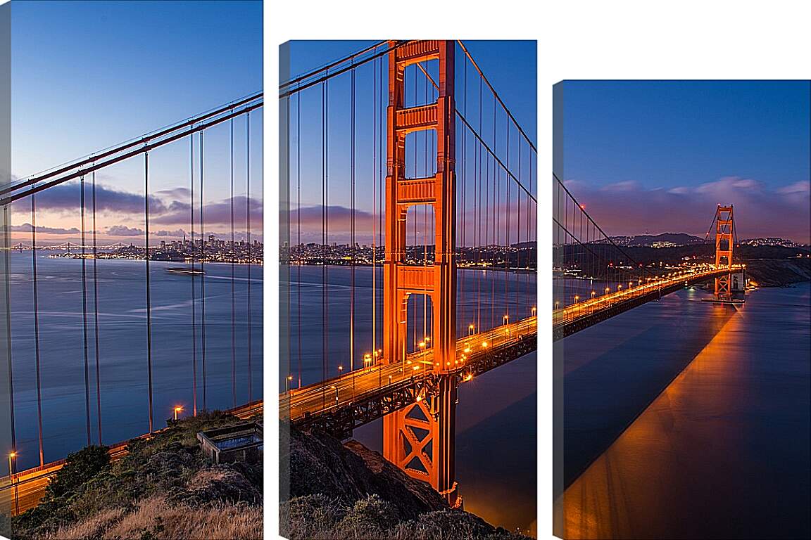 Модульная картина - Мост, вечер, вода