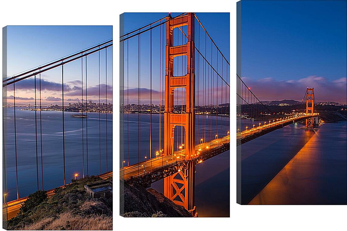 Модульная картина - Мост, вечер, вода