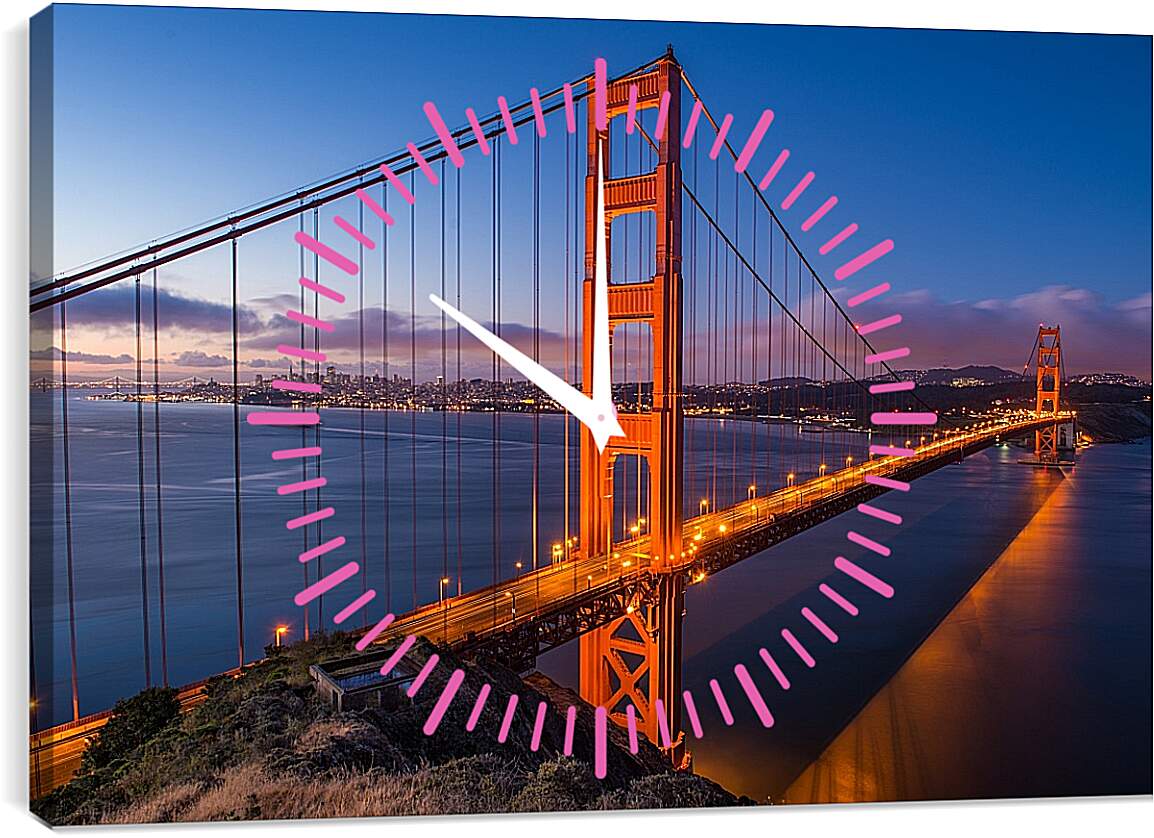 Часы картина - Мост, вечер, вода