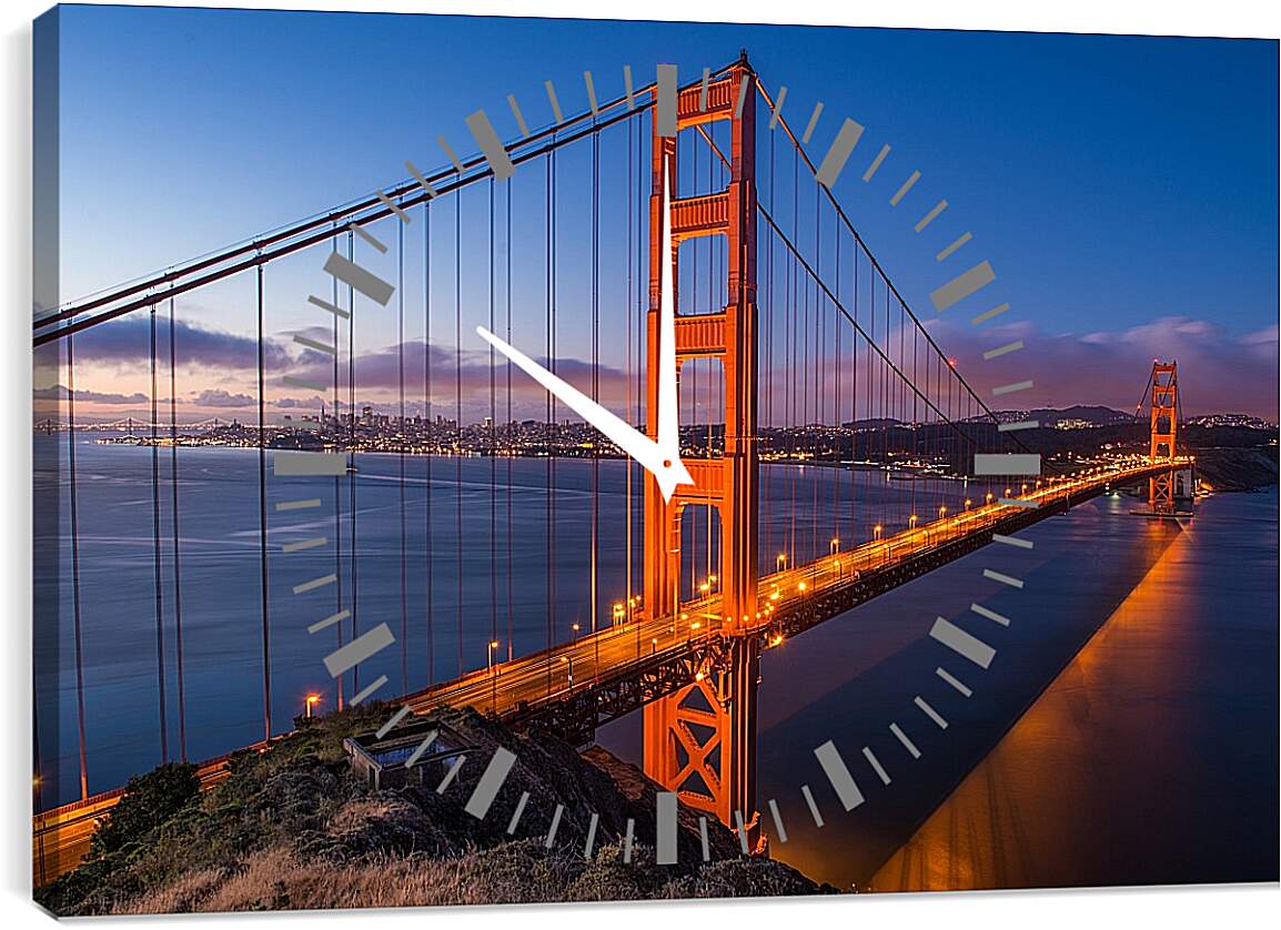 Часы картина - Мост, вечер, вода