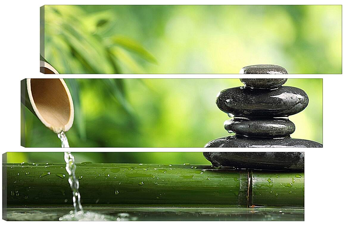Модульная картина - Камни, вода, бамбук
