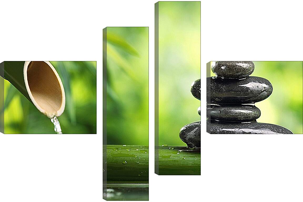 Модульная картина - Камни, вода, бамбук