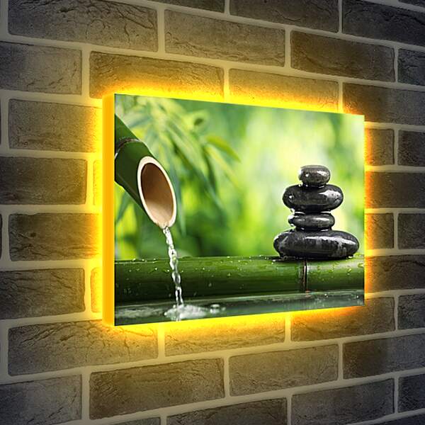 Лайтбокс световая панель - Камни, вода, бамбук