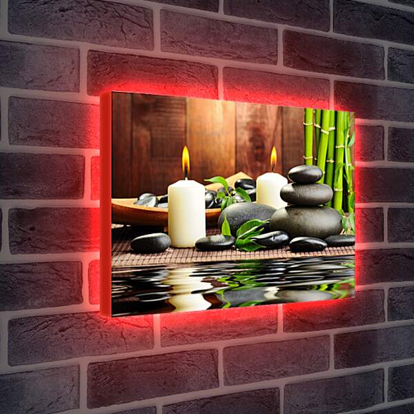Лайтбокс световая панель - Бамбук, камни, свечи, вода