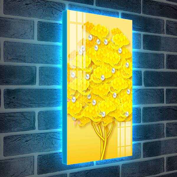 Лайтбокс световая панель - Золотое денежное дерево. Абстракция