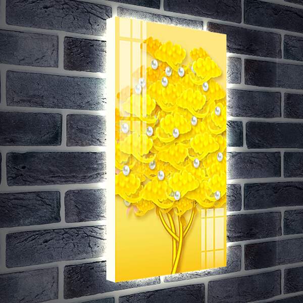 Лайтбокс световая панель - Золотое денежное дерево. Абстракция