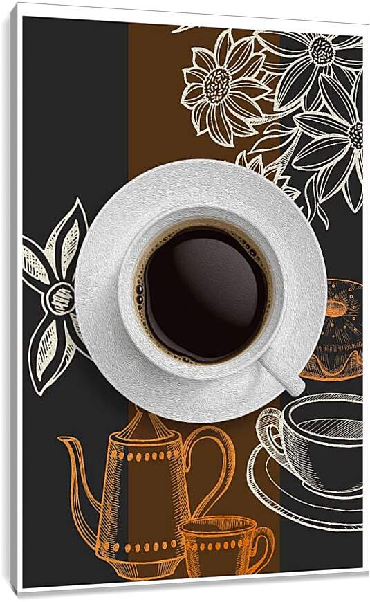 Постер и плакат - Чашка кофе на белом блюдце
