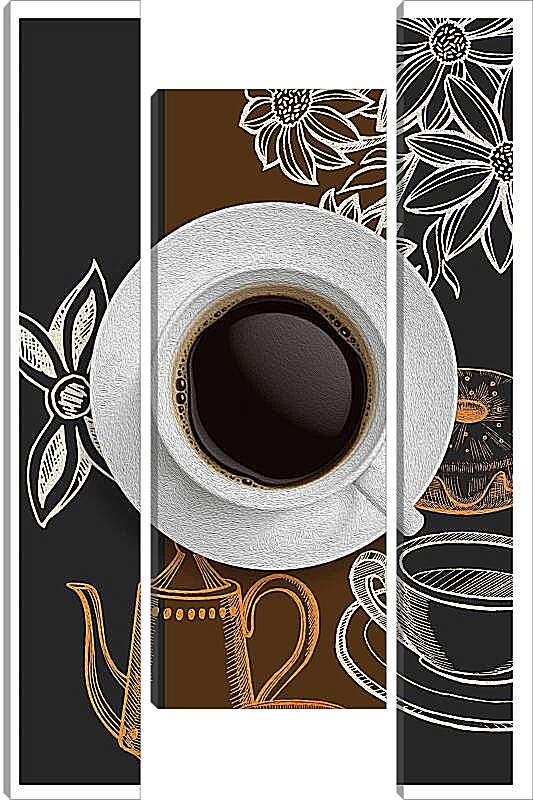 Модульная картина - Чашка кофе на белом блюдце