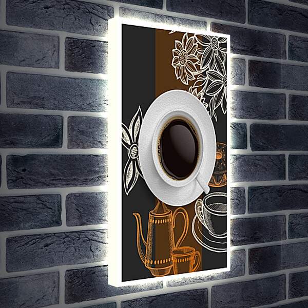 Лайтбокс световая панель - Чашка кофе на белом блюдце