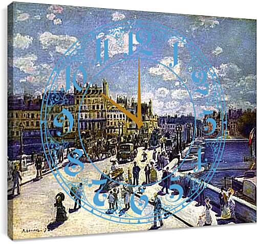 Часы картина - Le Pont Neuf Paris. Пьер Огюст Ренуар
