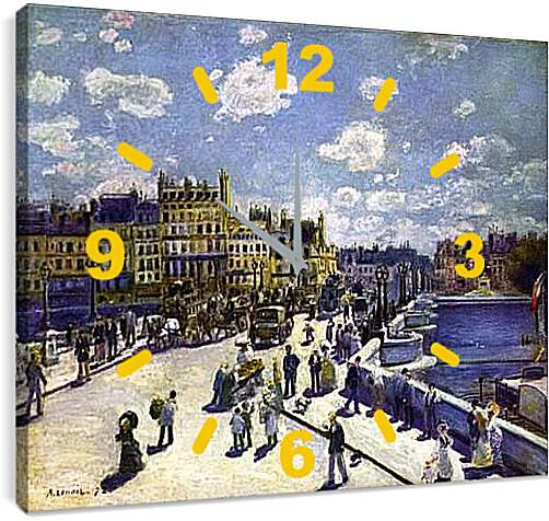 Часы картина - Le Pont Neuf Paris. Пьер Огюст Ренуар