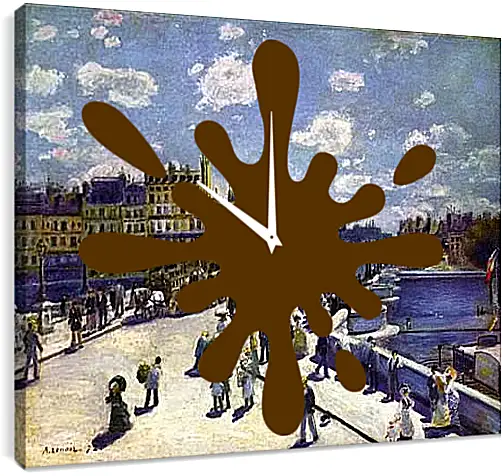 Часы картина - Le Pont Neuf Paris. Пьер Огюст Ренуар