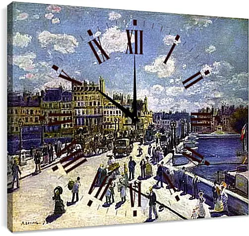 Часы картина - Le Pont Neuf Paris. Пьер Огюст Ренуар