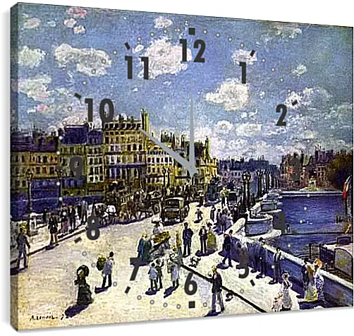 Часы картина - Le Pont Neuf Paris. Пьер Огюст Ренуар