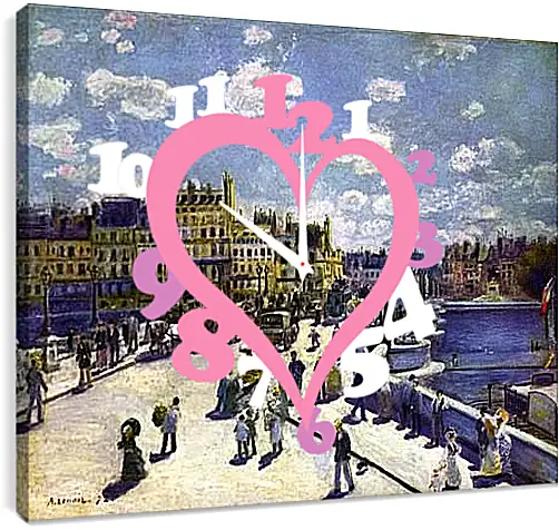 Часы картина - Le Pont Neuf Paris. Пьер Огюст Ренуар