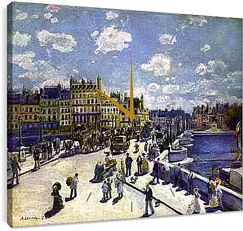 Часы картина - Le Pont Neuf Paris. Пьер Огюст Ренуар