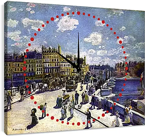 Часы картина - Le Pont Neuf Paris. Пьер Огюст Ренуар