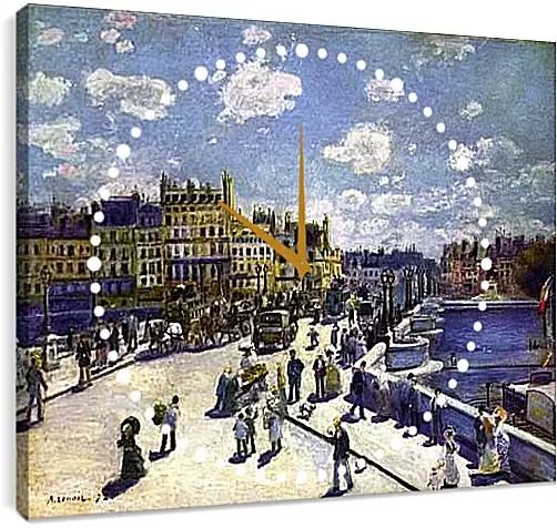 Часы картина - Le Pont Neuf Paris. Пьер Огюст Ренуар