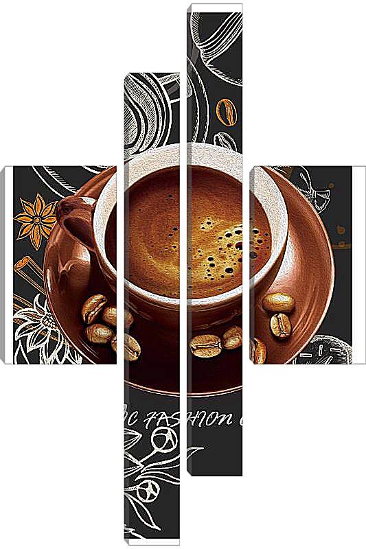 Модульная картина - Кофе с зёрнами на блюдце