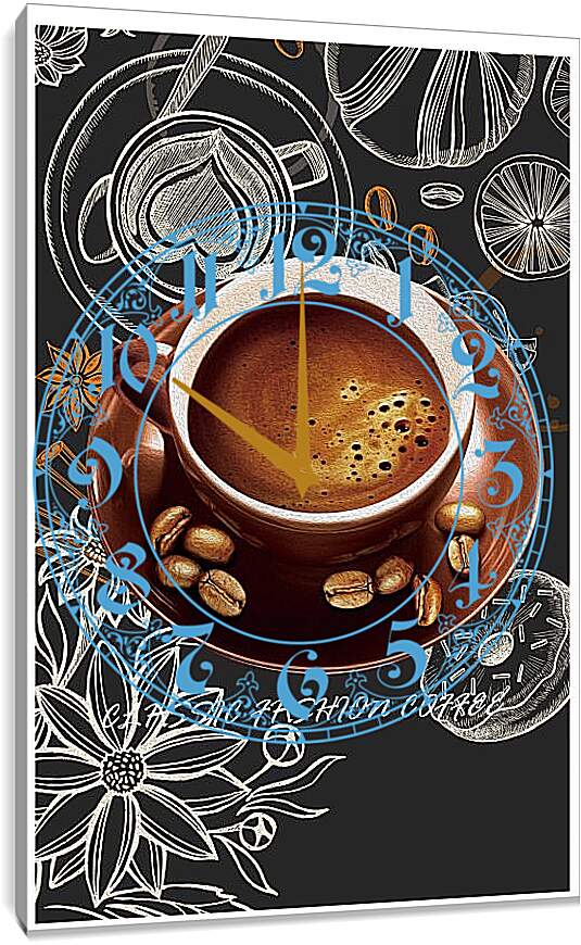 Часы картина - Кофе с зёрнами на блюдце