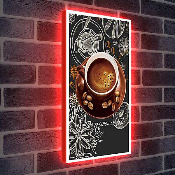 Лайтбокс световая панель - Кофе с зёрнами на блюдце