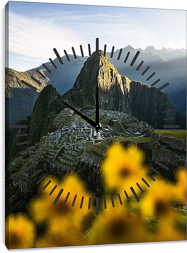 Часы картина - Горы и лучи солнца