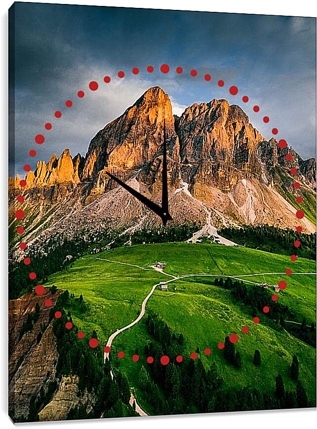Часы картина - Хижины возле гор