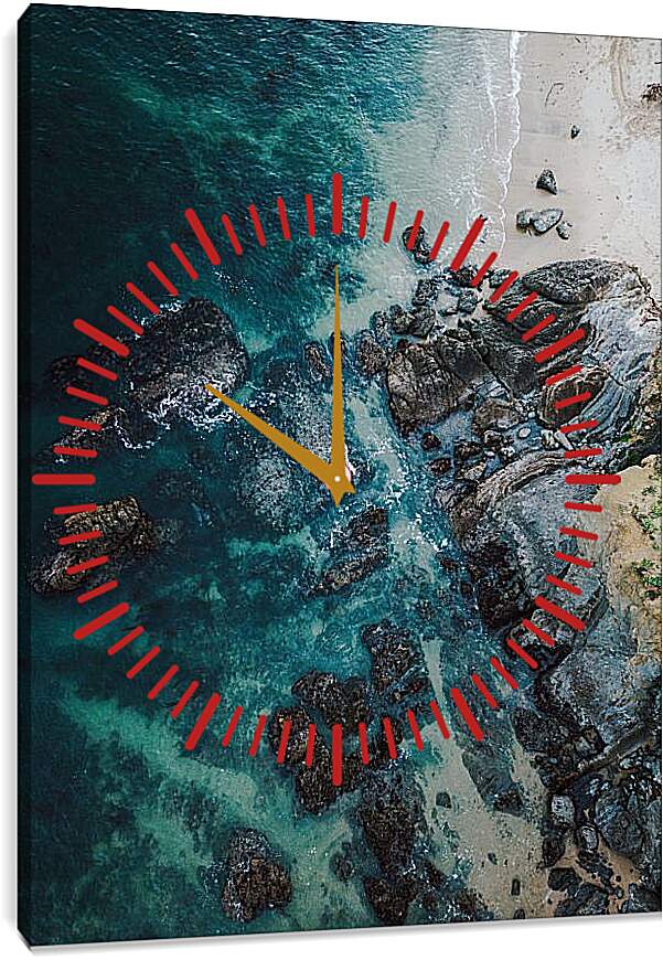 Часы картина - Скалистый берег на море