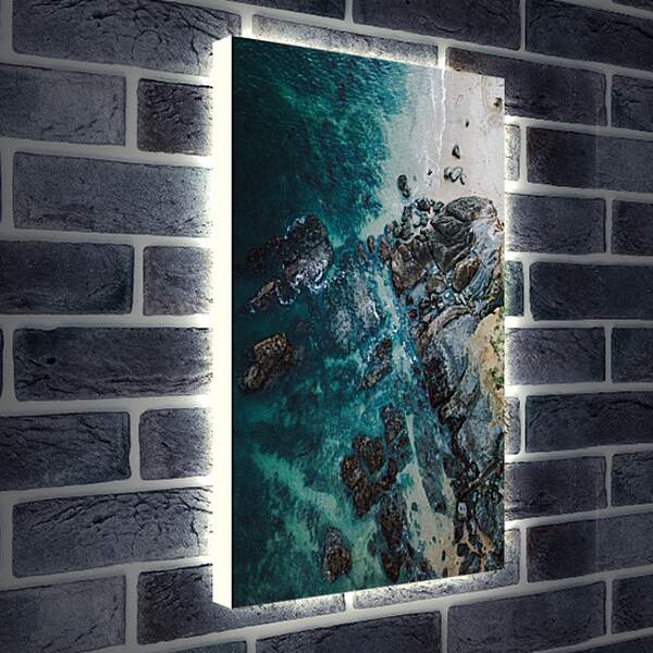 Лайтбокс световая панель - Скалистый берег на море