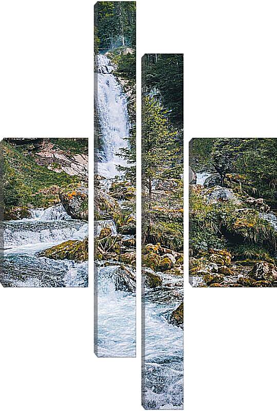 Модульная картина - Водопад в лесу