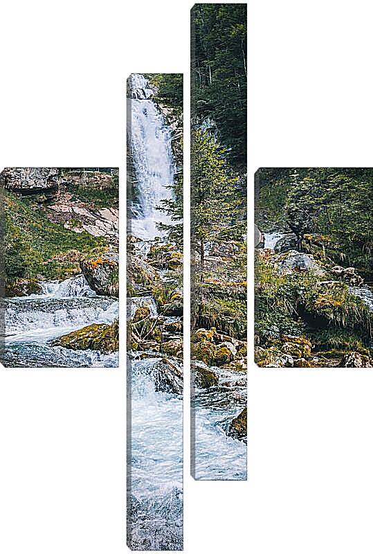 Модульная картина - Водопад в лесу