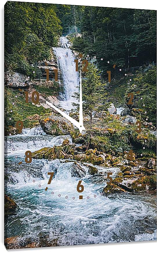 Часы картина - Водопад в лесу