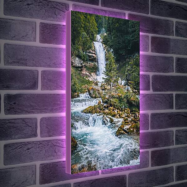 Лайтбокс световая панель - Водопад в лесу