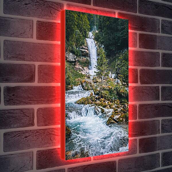 Лайтбокс световая панель - Водопад в лесу