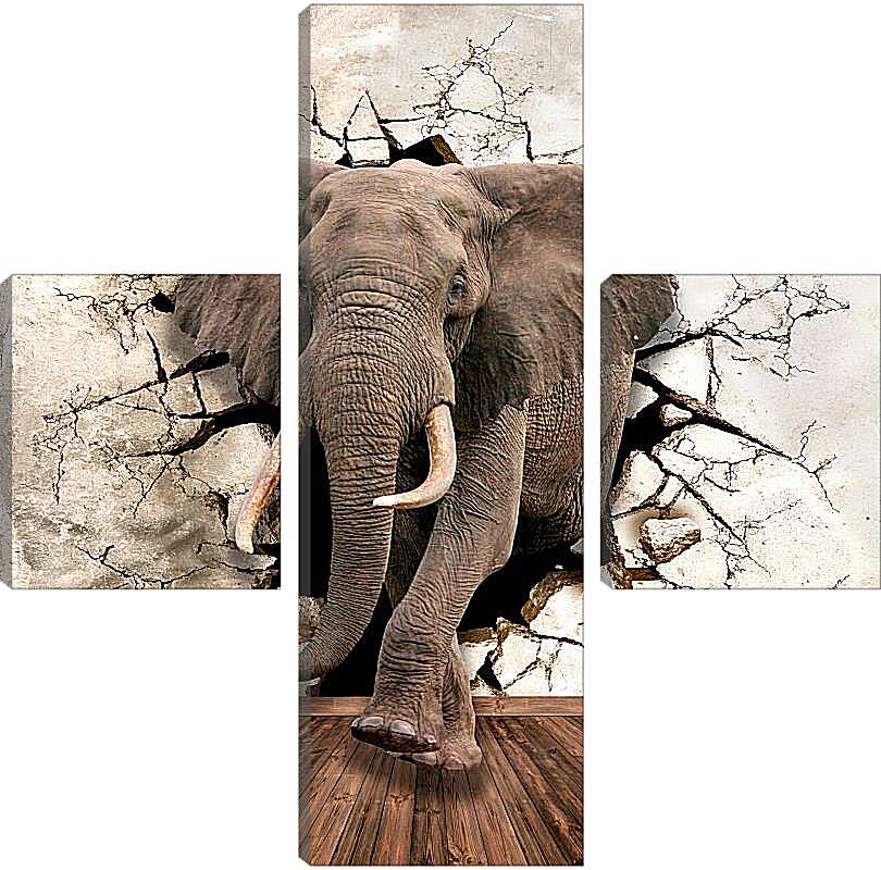 Модульная картина - Слон прошёл сквозь стену