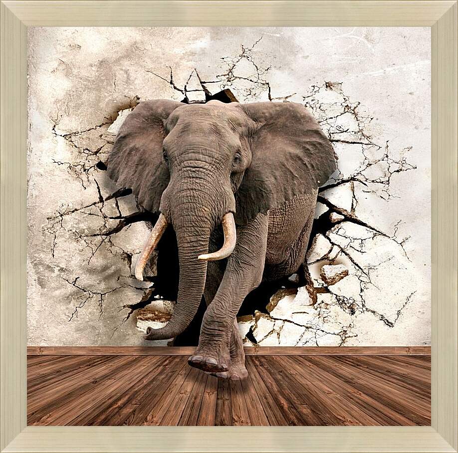 Картина в раме - Слон прошёл сквозь стену