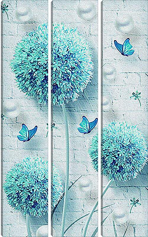 Модульная картина - Бабочки и цветы