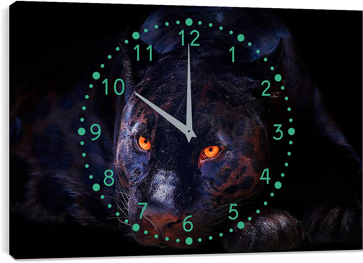Часы картина - Пантера со светящимися глазами