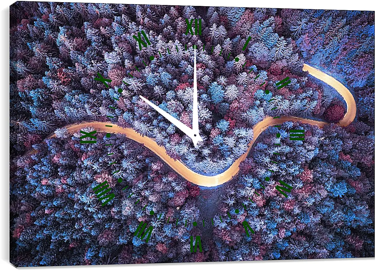 Часы картина - Дорога проходящая в лесу